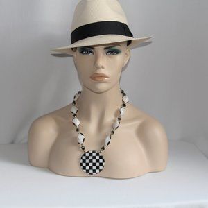 Vintage Mother of Pearl Pendant Crystal Necklace